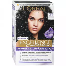 Крем-краска для волос L'Oreal Paris Excellence Cool Creme Стойкая оттенок 3.11 Ультрапепельный Темно-Каштановый