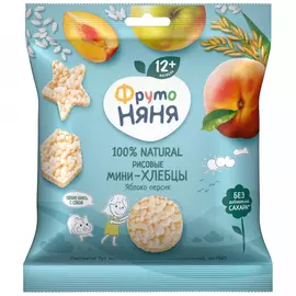 Мини-хлебцы ФрутоНяня рисовые яблоко персик без сахара с 12 месяцев 30 г