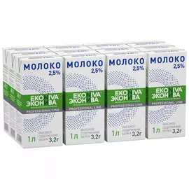 Молоко ЭкоНива Professional Line ультрапастеризованное 2.5% 12 штук по 1 л