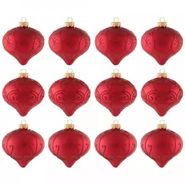 Набор елочных украшений Koopman Луковицы красные 12 штук 8 см