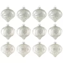 Набор елочных украшений Koopman Луковицы серебряные 12 штук 8 см