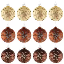 Набор елочных украшений Koopman Шары бежевый и медный 12 штук 8 см