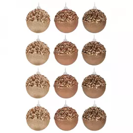 Набор елочных украшений Koopman Шары медный с блестками 12 штук 8 см