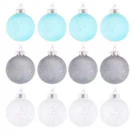 Набор елочных украшений Koopman Шары серебристые серые 12 штук 8 см