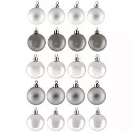 Набор елочных украшений Koopman Шары серебристый 4 см 20 штук