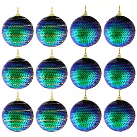 Набор елочных украшений Koopman Шары синий блестящий 12 штук 8 см
