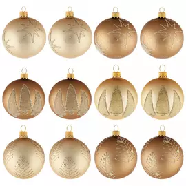 Набор елочных украшений Koopman Шары светло и темно-медный 8 см 12 штук
