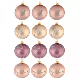 Набор елочных украшений Koopman Шары светло-розовый 8 см 12 штук
