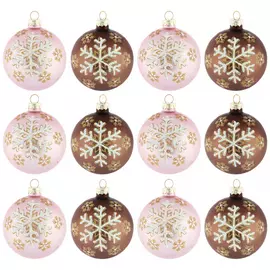 Набор елочных украшений Koopman Шары темно-бежевые и светло-бежевые 8 см 12 штук