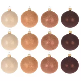 Набор елочных украшений Koopman Шары теплые оттенки с блестками 8 см 12 штук