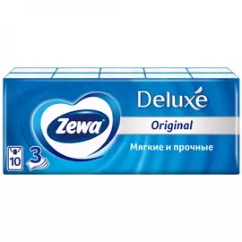 Платочки бумажные Zewa Deluxe 3-слойные 10 штук