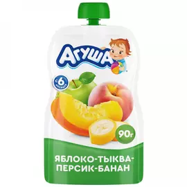 Пюре Агуша яблоко тыква персик банан без сахара с 6 месяцев 90 г
