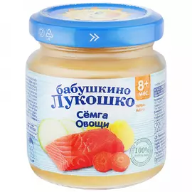 Пюре Бабушкино Лукошко рагу овощное семга без сахара с 8 месяцев 100 г