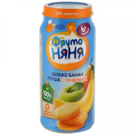 Пюре ФрутоНяня яблоко банан груша печенье с сахара с 6 месяцев 250 г