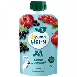 Пюре ФрутоНяня яблоко черная красная смородина с сахаром с 5 месяцев 90 г