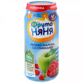 Пюре ФрутоНяня яблоко малина сливки с сахаром с 6 месяцев 250 г