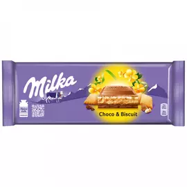 Шоколад Milka молочный с шоколадной и молочной начинками и печеньем 300 г