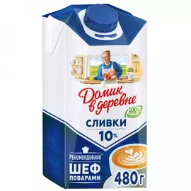 Сливки Домик в деревне питьевые стерилизованные 10% 471 мл