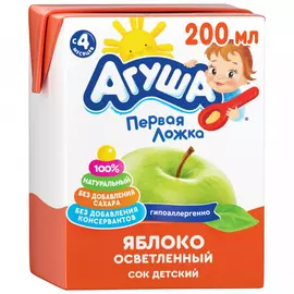 Сок Агуша яблоко осветленный восстановленный без сахара с 4 месяцев 200 мл