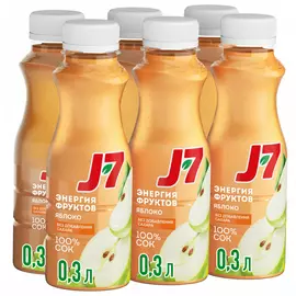 Сок J7 Яблоко восстановленный осветленное 6 штук по 0.3 л