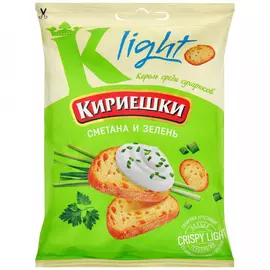 Сухарики Кириешки Light пшеничные со вкусом сметаны с зеленью 80 г