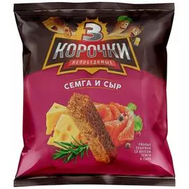 Сухарики Три корочки ржаные со вкусом семги с сыром 40 г