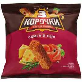 Сухарики Три корочки ржаные сыр с семгой 100 г