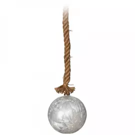 Светильник Koopman шар серебристый диаметр 10 см 10 led на джутовой веревке