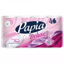 Туалетная бумага Papia Deluxe Dolce Vita 4-слойная 8 рулонов