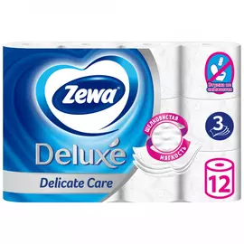 Туалетная бумага Zewa Deluxe белая 3-слойная 12 рулонов