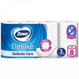 Туалетная бумага Zewa Deluxe белая 3-слойная 8 рулонов