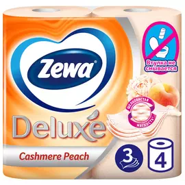 Туалетная бумага Zewa Deluxe Персик 3-слойная 4 рулона