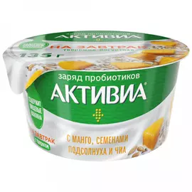 Творожок Активиа с манго и миксом семян 3.5% 135 г