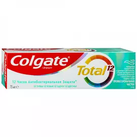 Зубная паста Colgate Total 12 Профессиональная чистка комплексная антибактериальная гель 75 мл