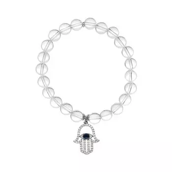 Браслет из горного хрусталя с серебряной подвеской "Рука Фатимы"