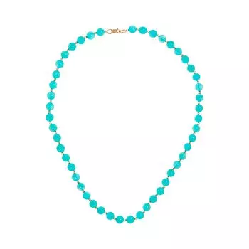 Бусы из амазонита с золотыми бусинами форма "Шар"