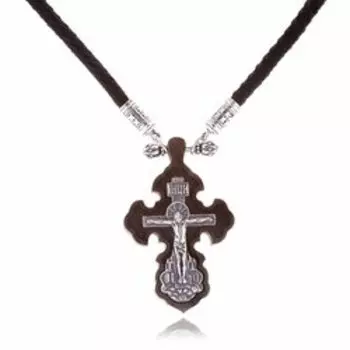 Деревянная подвеска-крест на шнурке