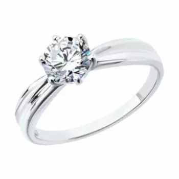 Кольцо из белого золота с фианитом