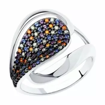 Кольцо из серебра с фианитами