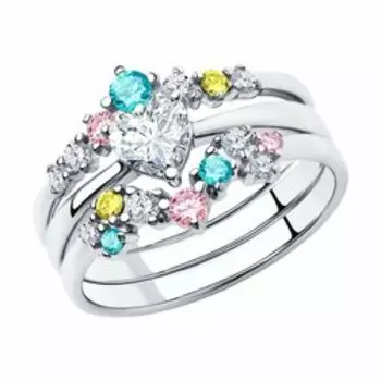 Кольцо из серебра с фианитами