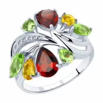 Кольцо из серебра с миксом камней