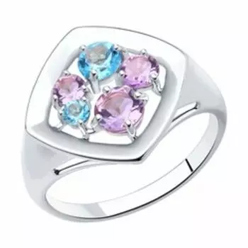 Кольцо из серебра с полудрагоценными вставками