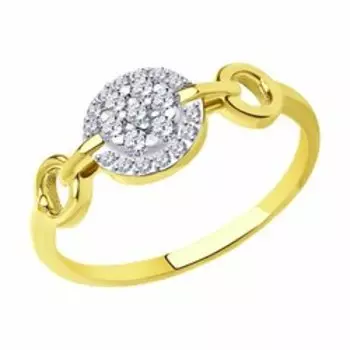 Кольцо из желтого золота с фианитами