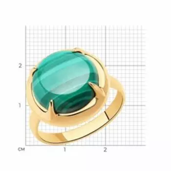 Кольцо из золочёного серебра с малахитом