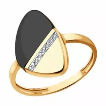 Кольцо из золота с агатом и фианитами