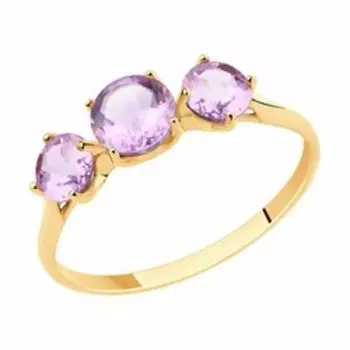 Кольцо из золота с аметистами