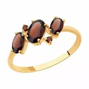 Кольцо из золота с гранатами и фианитами