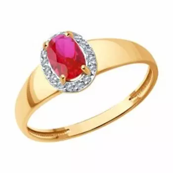 Кольцо из золота с корундом и фианитами