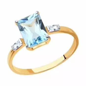 Кольцо из золота с топазом и фианитами