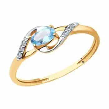 Кольцо из золота с топазом и фианитами